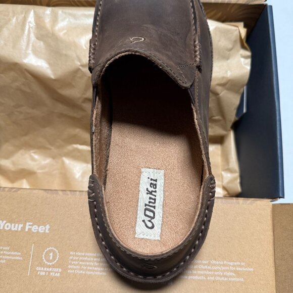 OluKai Men's Moloa Loafers Dark Wood/Dark Java US 10 NEW - Picture 3 of 6